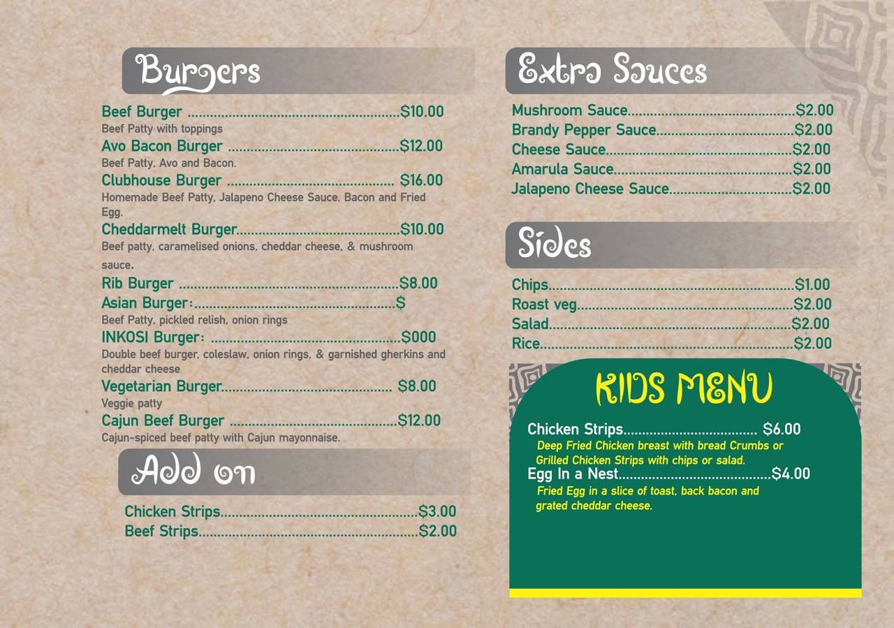 Willsgrove Food Market menu